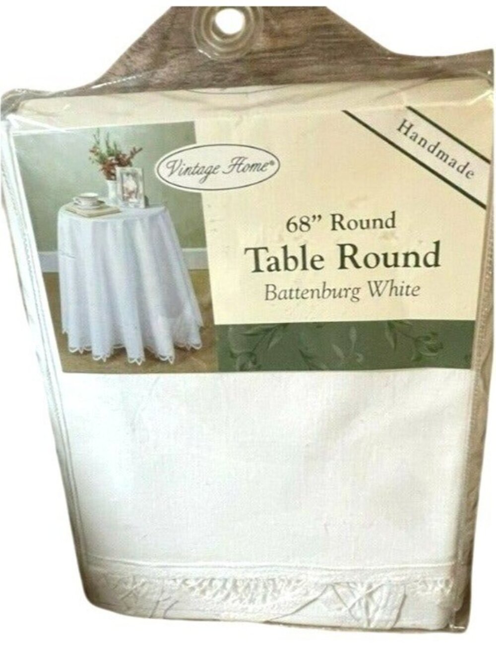 Vintage Home Tablecloth Handmade 68" Round Battenburg White 100% Cotton Sealed - Picture 3 of 9